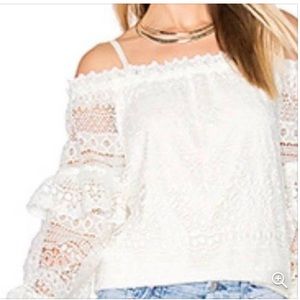 Parker Lace Jordana Cold-Shoulder Blouse, Ivory